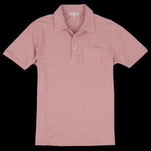 ALEX MILL RUGBY POLO IN DUSTY ROSE
